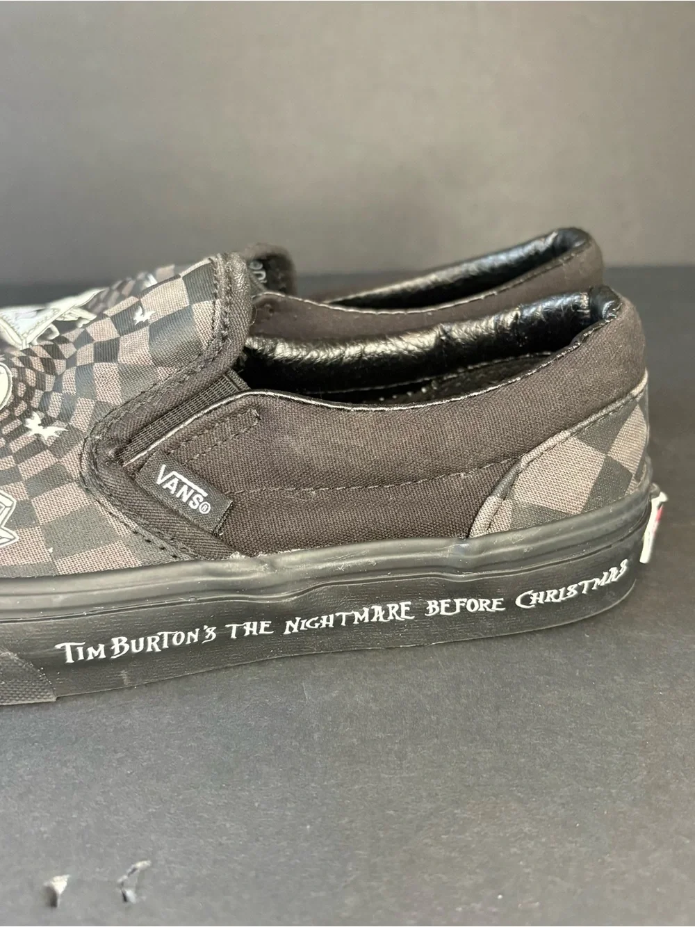 Vans Kids Slip-On Sneakers with Jack Skellington Graphic - Black and Gray
